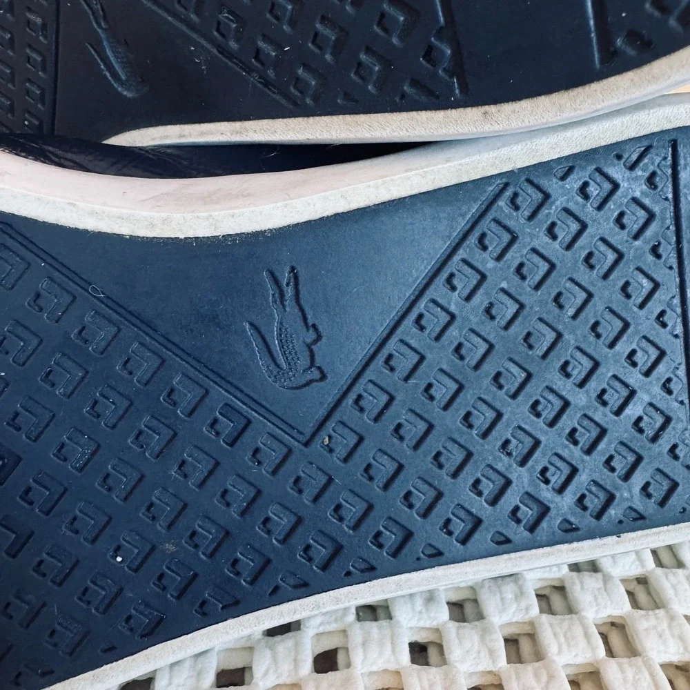 Lacoste Bayliss Navy Pebbled Leather Sneakers Men's US 11.5 Casual Lace Up